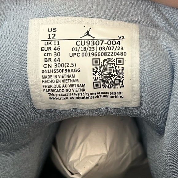 Air Jordan 7 Retro Black and Light Blue High Top Basketball Sneaker Nike Size 12 - Picture 8 of 11